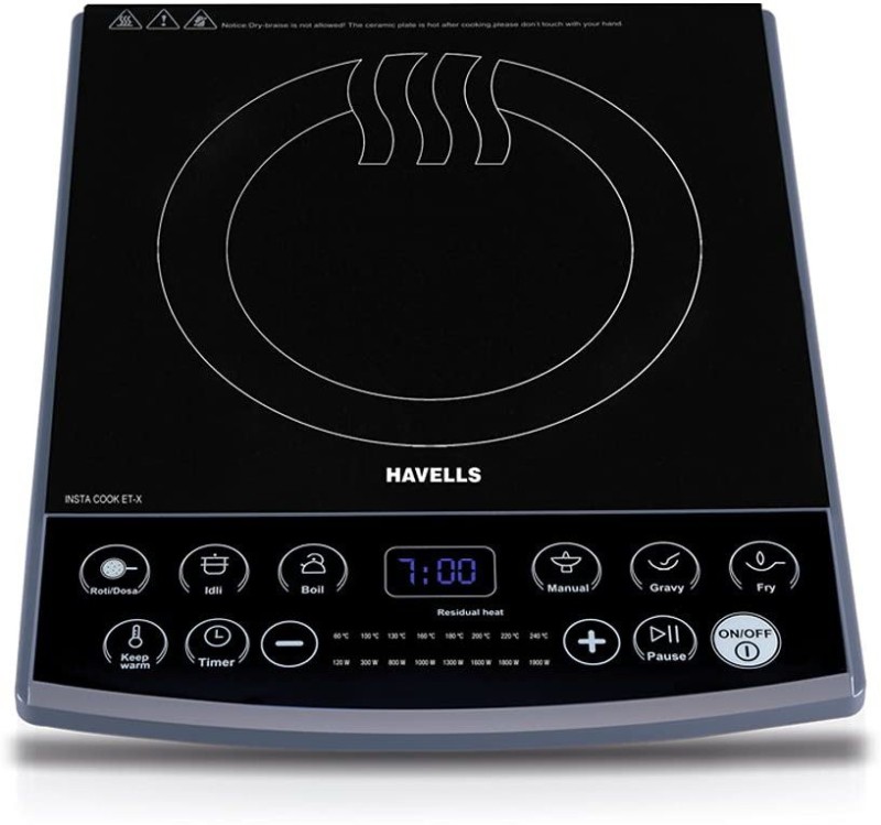 Havells 1900 W Induction Cooktop Push Button(Black, Insta Cook Et-X)