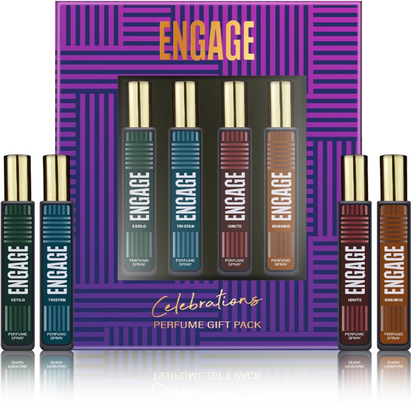 Engage Gift Set Celebrations Perfume Spray, Long Lasting Diwali Hamper By Itc (25Mlx 4) Perfume  –  100 Ml(For Men)