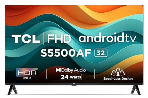 Tcl 79.97 Cm (32 Inches) Metallic Bezel-Less S Series Fhd Smart Android Led Tv 32S5500Af (Black)