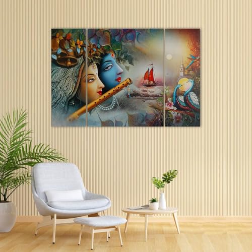 Perpetual Paintings For Wall Decoration – Set Of 3, 3D Scenery Vastu Painting For Living Room Large Size With Frames For Home Decoration, Hotel, Office (12 In X 18 In) K6B