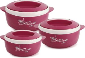 Cello Sapphire Pack Of 3 Thermoware Casserole(500 Ml, 1000 Ml, 1500 Ml)