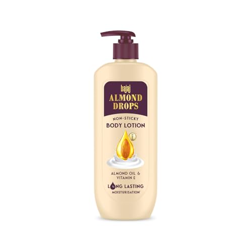 Bajaj Almond Drops Non-Sticky Body Lotion | Long Lasting Moisturization | Almond Oil & Vitamin E | Nourished And Smooth Skin | 400 Ml