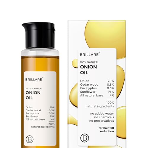 Brillare Onion Hair Oil With The Goodness Of Cedar Wood & Sunflower Oil Helps In Hair Fall Control, 100% Natural Hair Oil With Refreshing Fragrance, 100Ml