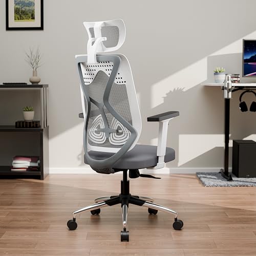 Green Soul Zodiac Lite | Office Chair|Flybird Ergonomic Design|1D Adjustable Armrests|Synchro Tilt Lock Mechanism|Adjustable Lumbar Support |Mesh Fabric |No Seat Slider (White & Grey)