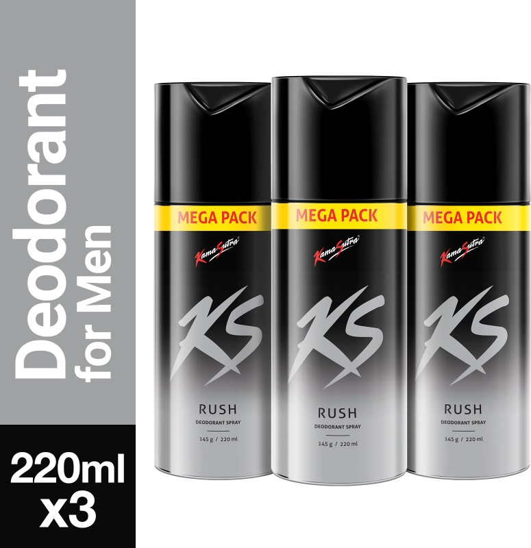 Kamasutra Rush Super Save Pack Deodorant Spray  –  For Men(660 Ml, Pack Of 3)