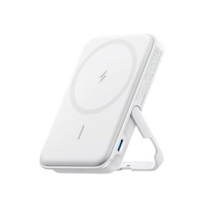 Anker 322 Magnetic Wireless Power Bank (Maggo), 5,000 Mah, With 12W Usb C Output, With Mobile Stand, Compatible With Iphone15/15+/15 Pro/15 Pro Max/ 14/13/12 & Android Series – White