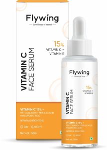 Flywing 15% Vitamin C + E Face Serum For Glowing Skin | Vit C Serum With Blueberry Fruit Extract & Hyaluronic Acid | Fades Dark Spots | For All Skin Types(30 Ml)