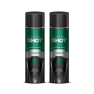 Layer’R Men Shot – Gladiator Smokey Leather Long Lasting Aerosol Body Spray – (240Ml, Pack Of 2)