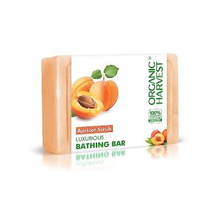 Organic Harvest Luxurious Bathing Bar: Apricot Scrub | Apricot Scrub Soap Bar For Clear Skin | Apricot Scrub Soap Bar For Soft Skin | 100% American Certified Organic | Sulphate & Paraben-Free, 125Gm