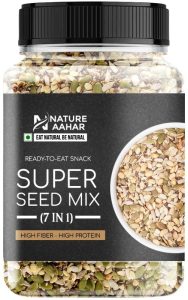 Nature Aahar 7 In 1 Roasted Seeds Mix 500Gm Sunflower Seeds, Pumpkin Seeds, Chia Seeds, Watermelon Seeds, Brown Flax Seeds, Sesame Seeds, Sweet Basil Seeds(500 G)