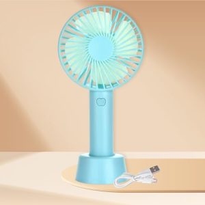 One94Store Mini Portable Usb Hand Fan, Usb Fan Portable High Speed Built-In Rechargeable Battery Operated Summer Cooling Table Fan With Stand For Home Office Indoor Outdoor Travel (Blue Color)