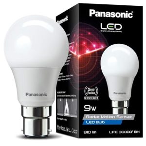 Panasonic 9 Watt Motion Sensor Led B22D Bulb For Home With 3 Mtr Radius Sensor Area,Auto Off After 15 Sec Comes With 30000 Bh Life And 1 Yr Warranty