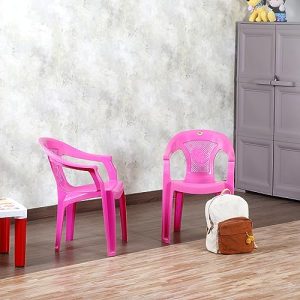 Cello Teddy Comfortable Kids Chair With Backrest For Study Chair|Play|Dining Room|Bedroom|Kids Room|Living Room|Indoor-Outdoor|Dust Free|100% Polypropylene Stackable Chairs, Pink