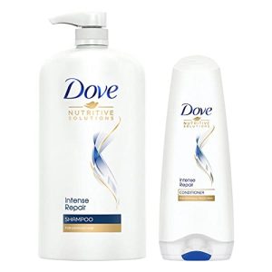 Dove Intense Repair Shampoo 1 Litre + Conditioner 175Ml, Combo | For Dry And Damaged Hair | Enriched With Fibre Actives | Strengthens Smooth & Strong Hair