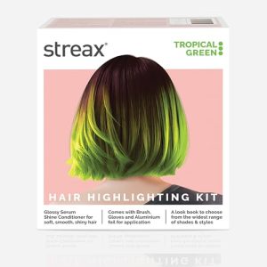 Streax Hair Colour Highlight Kit | Green Hair Colour, Tropical Green – Pack Of 1 I Enriched With Walnut & Argan Oil I Hair Colour For Women | Rich, Vibrant, Easy To Use, Diy Application