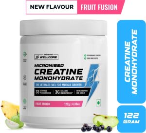 Wellcore Micronised Creatine Monohydrate | Lab Tested | Enhanced Absorption | 100% Pure Creatine(122 G, Fruit Fusion)