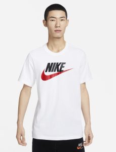 Nike Printed Men Round Neck White T-Shirt