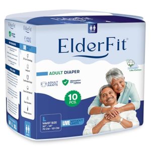 Elderfit Pant Style Adult Diaper Large Size Unisex, High Absorbency & Leakproof (Waist Size: 30-48 Inch, 10 Counts)