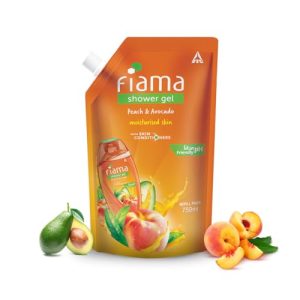 Fiama Shower Gel Peach & Avocado Body Wash With Vitamin E, 750 Ml Refill Pack, Value Pouch For Soft Moisturised & Hydrating Skin,