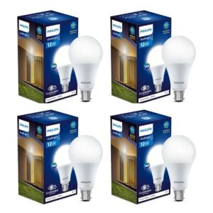 Philips Stellar Bright 12-Watt Led Bulb B22 Base (Crystal White, Pack Of 4)