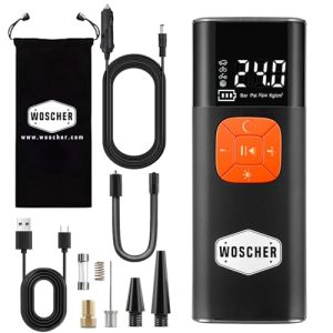 Woscher I6 2In1 Cordless Tyre Inflator For Car & Bike |150 Psi Wireless Tyre Inflator | Digital Display | Air Pump Compressor For Car,Bikes,Bicycles & Balls | Type-C| Auto Shut-Off | From Datson Group