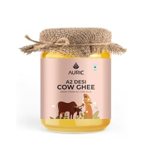 Auric A2 Bilona Desi Cow Ghee 500 Ml – Pure Brijwasi Ghee – Bilona Curd Churned – Lab Tested – Perfect Aroma & Danedar Ghee – Grass Fed