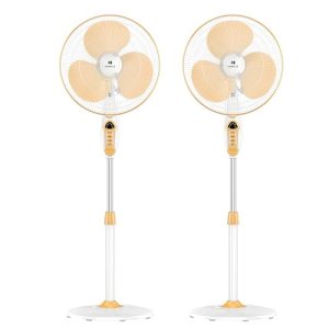 Havells Sprint 400Mm Energy Saving With Remote Control Bldc Pedestal Fan (White Yellow, Pack Of 2)