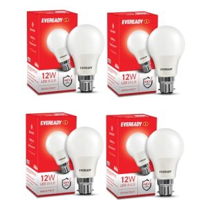 Eveready 12W Led Light Bulb | High Efficiency & Glare-Free Light | 4Kv Surge Protection | With Wide Operating Voltage Range | 100 Lumens Per Watt | Cool Day Light (6500K) | Pack Of 4 – B22D