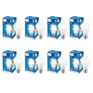 Philips Ace Saver Base E27 9-Watt Led Lamp (Pack Of 8, White)