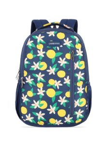 Lavie Sport Lime 26L Floral Printed School Backpack For Girls (Navy)