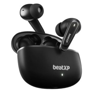 Beatxp Wave Xpods Bluetooth True Wireless Ear Buds With 50H Playtime, Quad Mic Enc Tech, 40Ms Low Latency Mode For Gaming, Type C Earphone With 11Mm Drivers, Ipx5, Bt V5.3, Touch Control (Black)