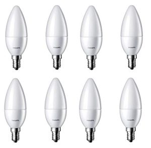 Philips 2.7-Watt 250-Lumen Frosted Candle E14 Base (Cool White, Pack Of 8) – Decorative, Ambience For Chandeliers, Wall Lights, Desk Lamps, Floor Lamps