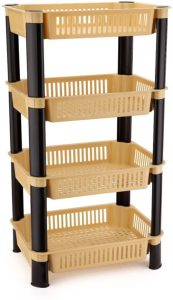 Biltoxi Fruits/Vegetables Kitchen Rack Plastic 4 Shelf Multipurpose Plastic Office Basket