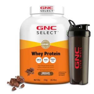 Gnc Whey Protein Blend With Free Shaker | 4.4 Lbs (2Kg) | Chocolate |24 Gm Protein| Digestive Enzyme For Better Digestion | Faster Muscle Recovery | Boosts Strength & Endurance | Zero Added Sugar | Builds Lean Muscles | Formulated In Usa | Imported