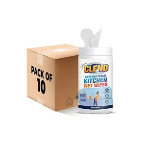 Cleno Kitchen Wet Wipes To Clean Sticky, Greasy Dirt On Platform, Shelves, Jars, Floor & Sink – 50 Wipes (Ready To Use) (Pack Of 10)