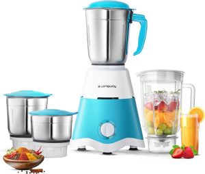 Longway Grinding With Power Full Motor 750 W Juicer Mixer Grinder(Super Dlx | 4 Jars | White & Blue)