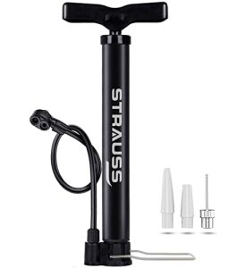 Strauss Bicycle Air Pump With Needle & Dual Valve | 30 Cm Long | Portable Pump With 2 Modes, Ideal For Inflating Bicycle, Swimming Rings | Sturdy Base & Ergonomic Handle, (Black)