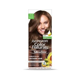 Garnier, Hair Colouring Creme, Long-Lasting Colour, Smoothness & Shine, Color Naturals, Shade: 7.3 Golden Brown, 55Ml + 50G