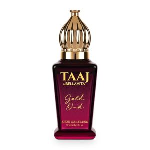 Bella Vita Luxury Taaj Gold Oud Attar With Caramel, Rose, Jasmine & Orris For Men And Women, Non-Alcoholic Roll On, Long Lasting Fragrance, 12 Ml