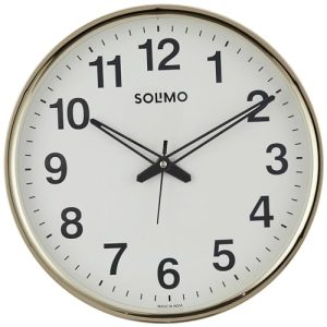 Amazon Brand – Solimo Round Office Wall Clock | Silent Sweep Movement | Plastic And Glass | 12 Inch | Ivory