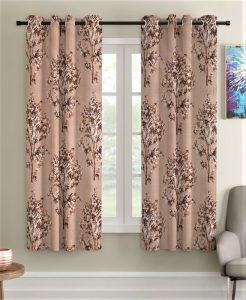 Fashion String 153 Cm (5 Ft) Polyester Semi Transparent Window Curtain (Pack Of 2)(Floral, Brown)