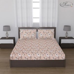 Status Contract Cotton Rich Double Bedsheet With 2 Pillow Covers For Bed Room, Home, Hotel-120 Gsm (Brown)