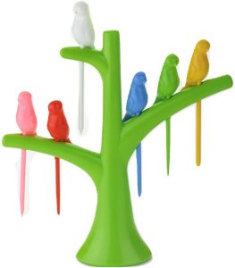 Macarize Happy Bird Fruit Fork Set Disposable Plastic Fruit Fork(Pack Of 1)