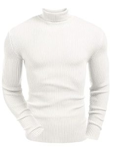 Juari Be A Gentleman Men’S Ribbed Turtleneck Sweater, Long Sleeve (In, Alpha, Xl, Regular, White)