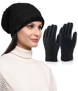 Perpetual Women’S Winter Wear Set And Gloves – Stylish Woolen Caps, Neck Warmers, And Winter Accessories For Men And Women, Perfect Beanie Cap For Cold Weather, Motorbike, Pet Grooming Mix Color 1 Set