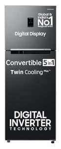 Samsung 385 L, 2 Star, Convertible 5-In-1 Digital Inverter, With Display Frost Free Double Door Refrigerator (Rt42C5532Bx/Hl, Luxe Black, 2024 Model)