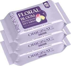 Originate Floral Bloom Wet Wipes For Easy Makeup, Excess Oil Removal-Pack Of 3(75 Tissues)