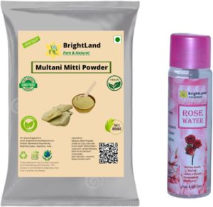 Brightland 100% Pure Multani Mitti With Rose Water( 60 Ml Rose Water & 50Gm Multani Mitti)(110 G)