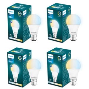 Philips 10-Watt Led Bulb | 3 Colors In 1 Led Bulb | Scene Switch Bulb For Home & Decoration | Color: Tunable White, Pack Of 4