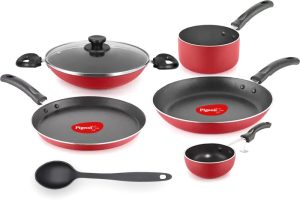 Pigeon Favourite Gift Non-Stick Coated Cookware Set(Aluminium, 7 – Piece)